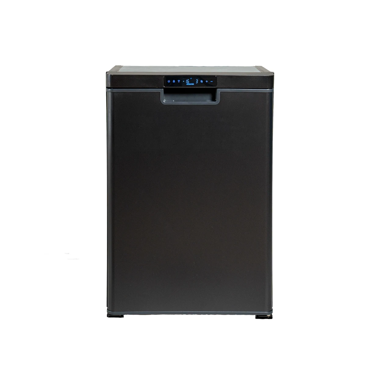 myCOOLMAN MCMU115 Upright 115L 12/24V fridge/freezer, front view with door closed