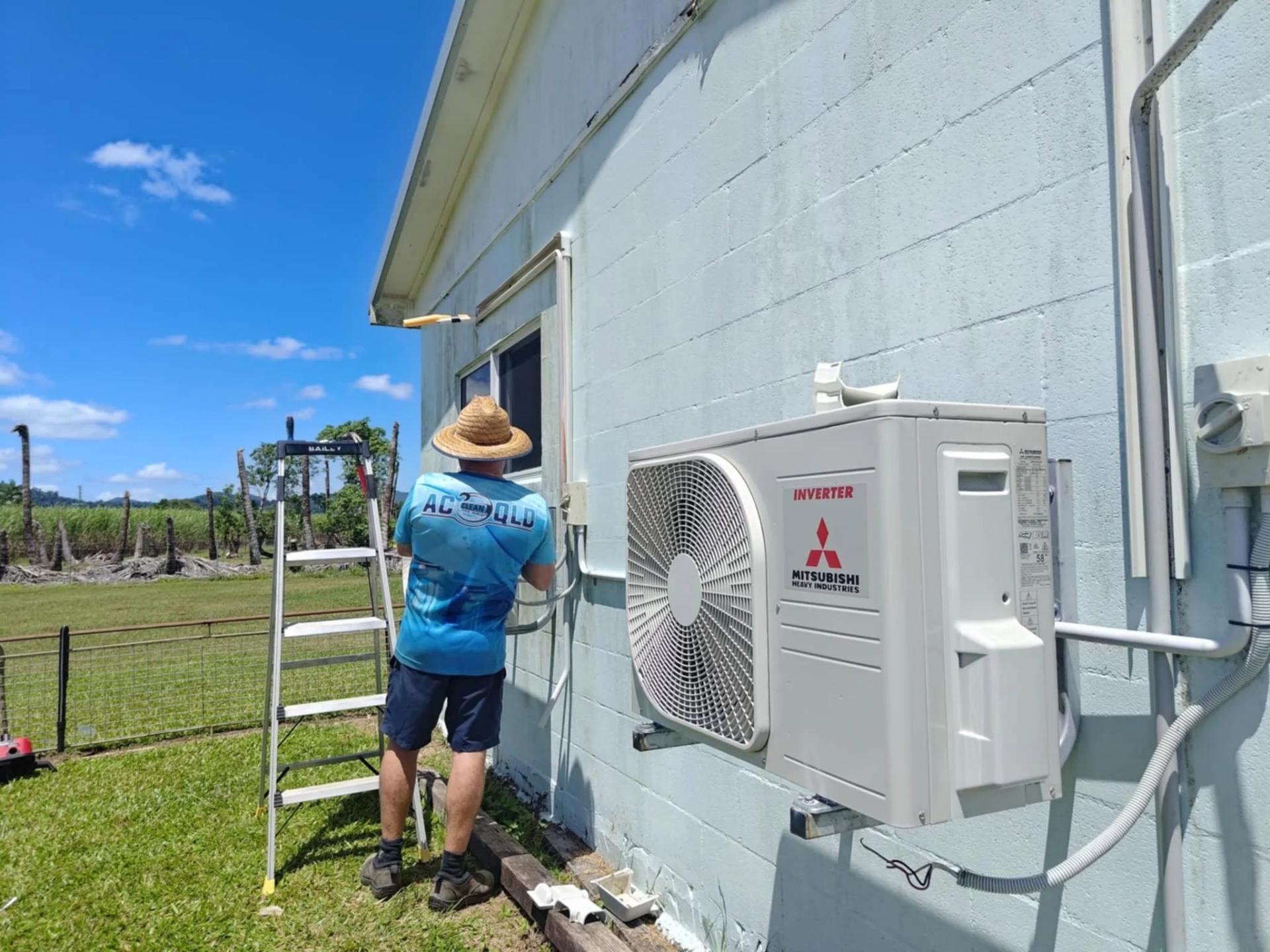 Dual Mitsubishi Heavy Industries split system replacement on a Cassowary Coast home