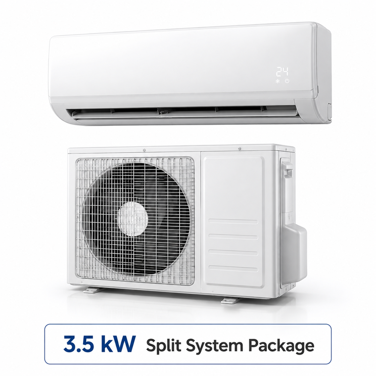 3.5 kW split system air conditioner package with indoor and outdoor unit