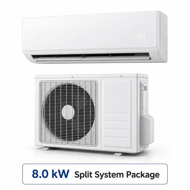 8.0 kW split system air conditioner package with indoor and outdoor unit